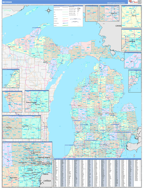 Michigan State Digital Map Color Cast Style