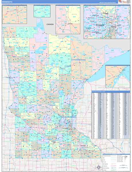 Minnesota State Digital Map Color Cast Style