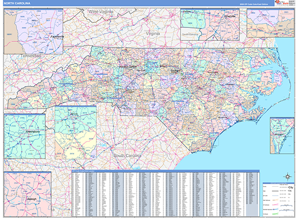 North Carolina Zip Code Map