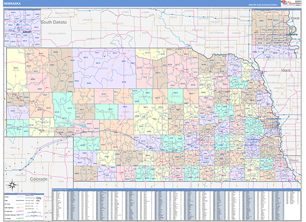 Nebraska  Wall Map