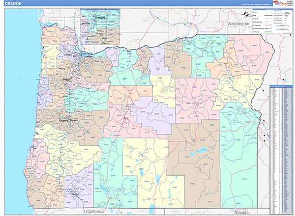 Oregon  Wall Map