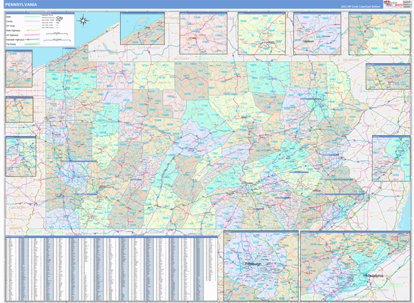 Pennsylvania State Map Book Color Cast Style