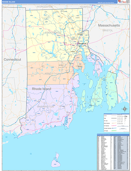 Rhode Island Zip Code Map