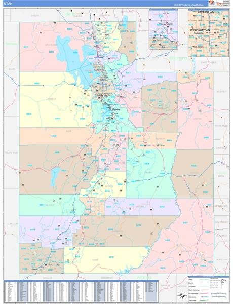 Utah State Digital Map Color Cast Style