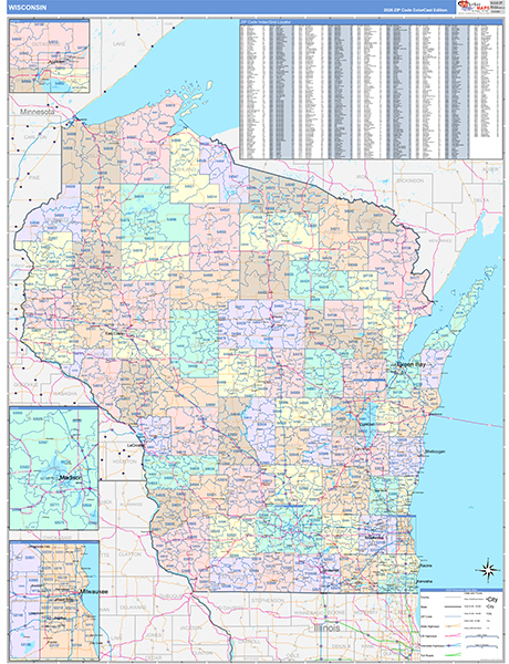 Wisconsin Zip Code Map