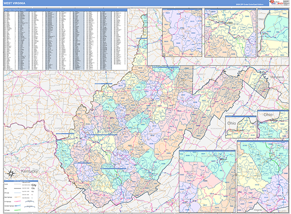 West Virginia  Wall Map