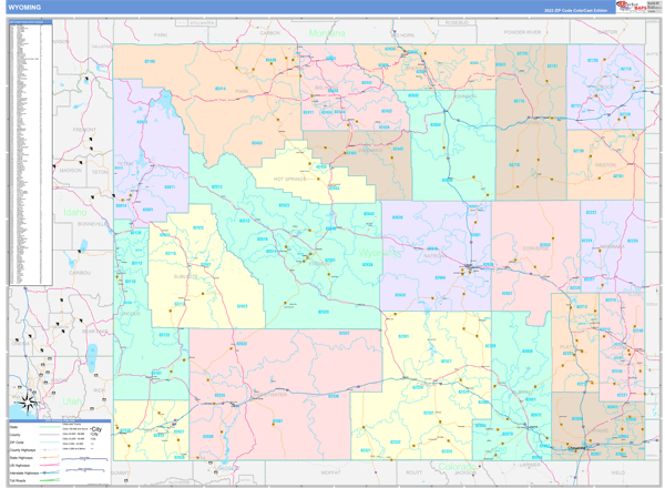 Wyoming State Map Book Color Cast Style