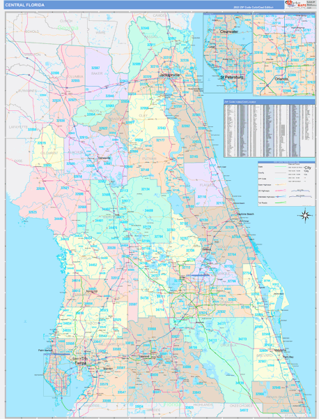 Florida Central  Wall Map