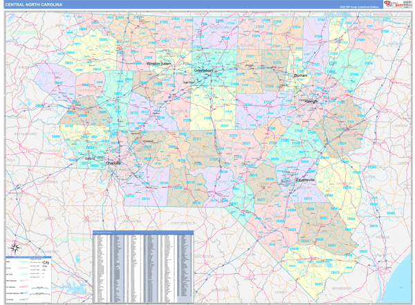 North Carolina Central  Wall Map