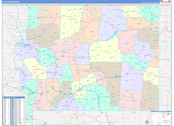 Montana Eastern Wall Map Color Cast Style By MarketMAPS MapSales   East Mt 