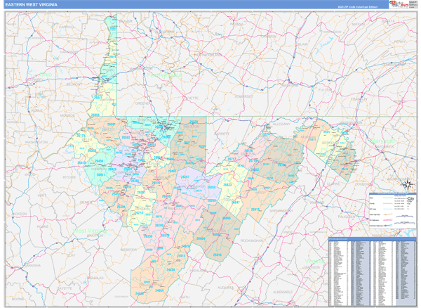 West Virginia Eastern  Wall Map