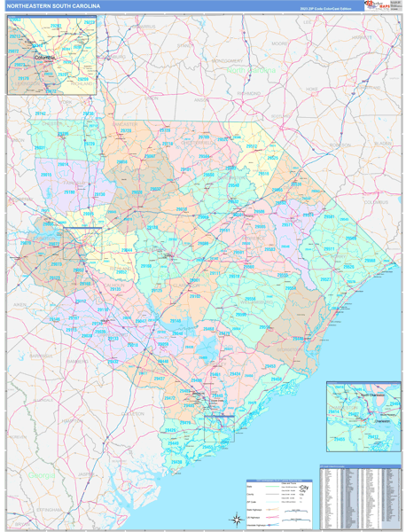South Carolina North Eastern  Wall Map