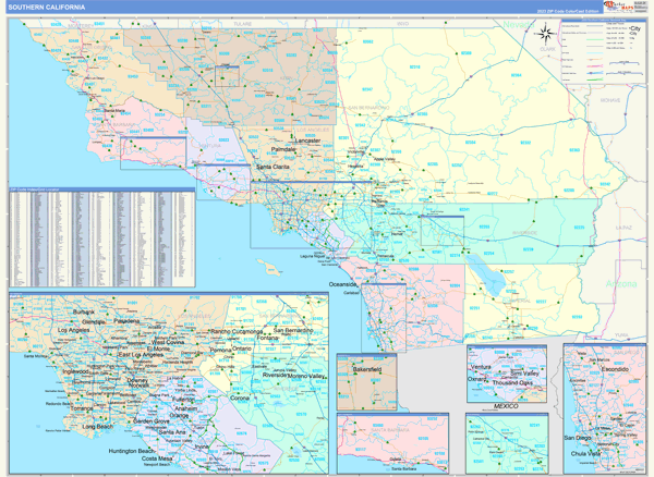 California Southern  Wall Map