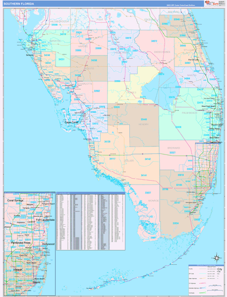 Florida Southern  Wall Map