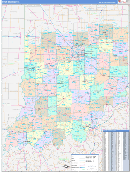 Indiana Southern  Wall Map