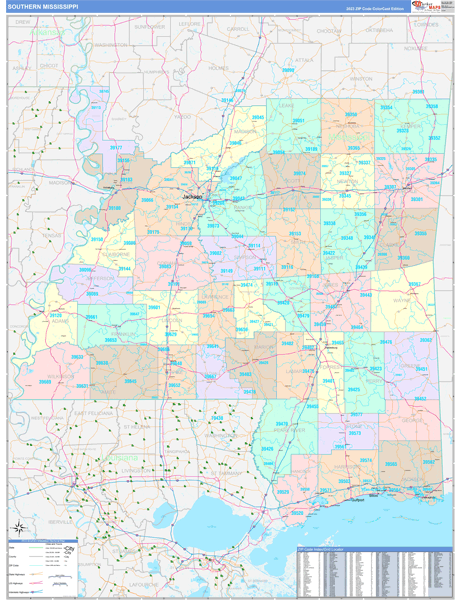 Mississippi Southern  Wall Map