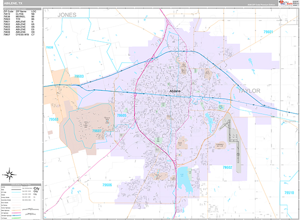 Abilene, TX Zip Code Map