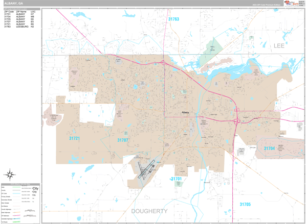 Albany, GA Wall Map