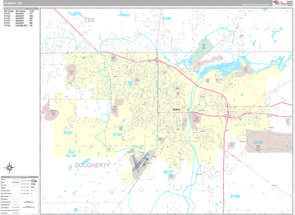 Albany, GA Zip Code Map