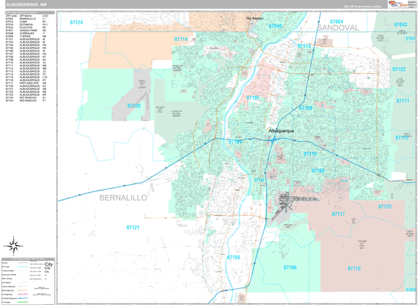 Albuquerque, NM Wall Map