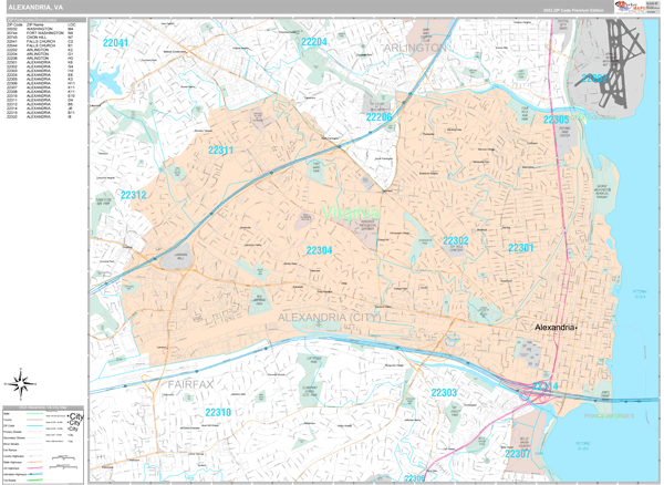 Alexandria, VA Wall Map