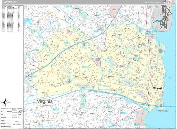Alexandria Wall Map Premium Style