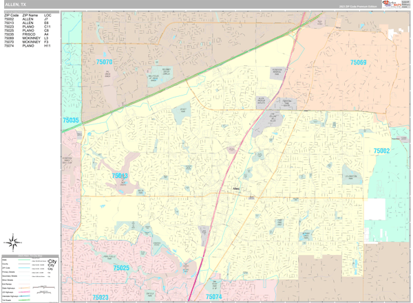 Allen, TX Zip Code Map