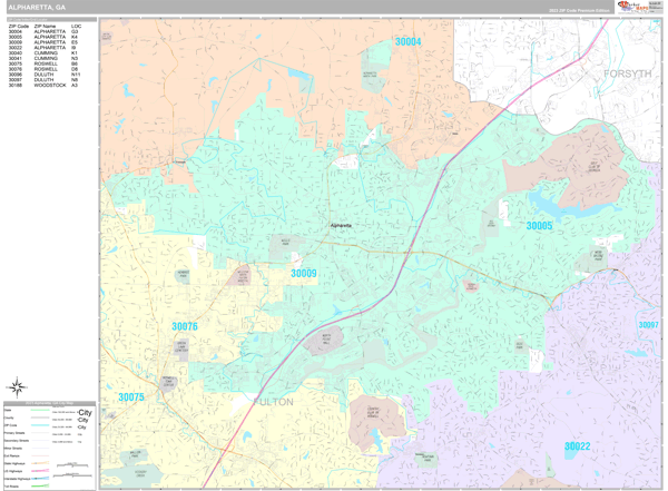 Alpharetta, GA Wall Map