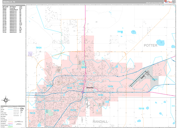 Amarillo, TX Zip Code Map