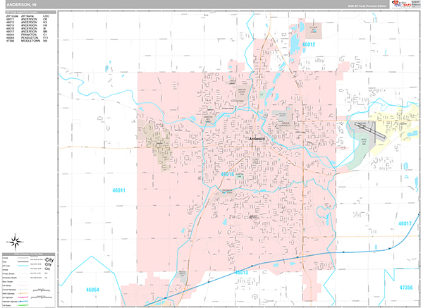 Anderson City Wall Map Premium Style