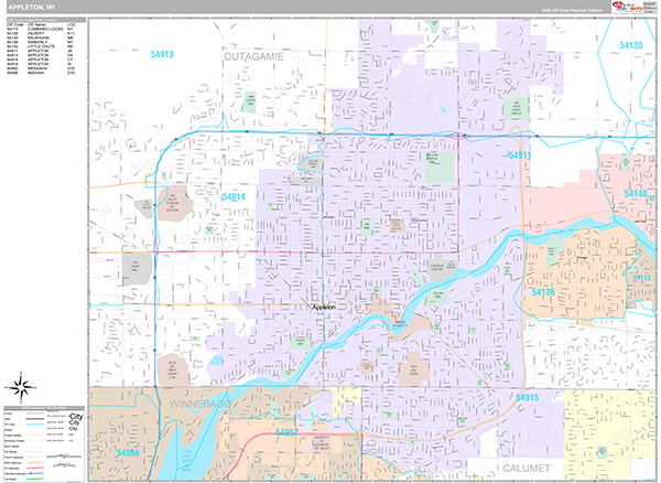 Appleton, WI Zip Code Map