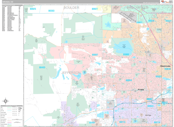 Arvada, CO Wall Map