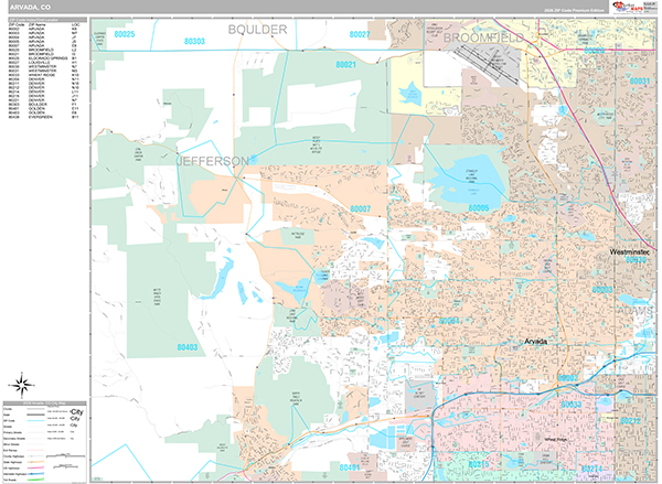 Arvada, CO Zip Code Map