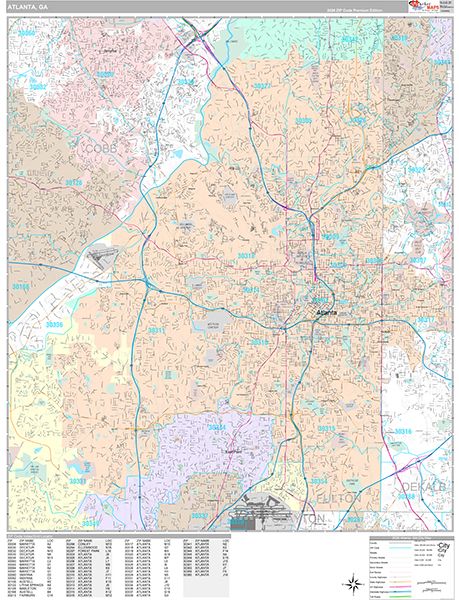 Atlanta, GA Wall Map