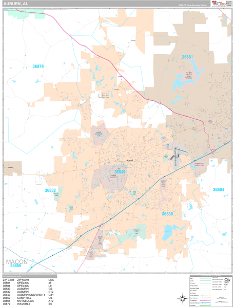 Auburn City Digital Map Premium Style