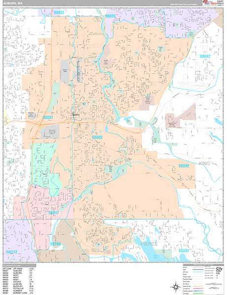 Auburn, WA Zip Code Map
