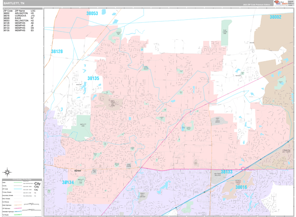 Bartlett, TN Wall Map