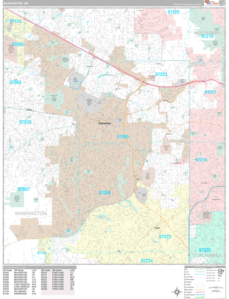 Beaverton City Digital Map Premium Style