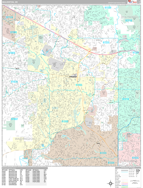 Beaverton, OR Zip Code Map