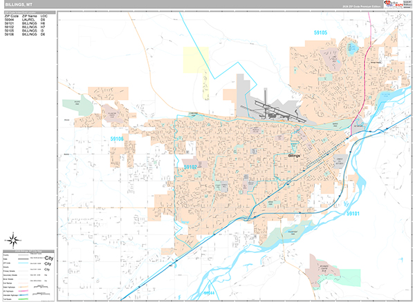 Billings, MT Wall Map