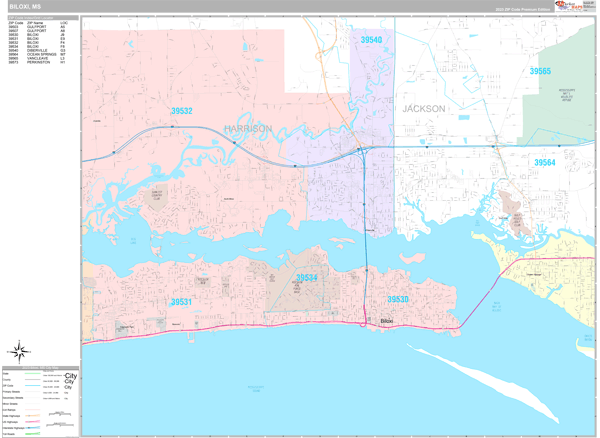 Biloxi Mississippi Zip Code Maps Premium