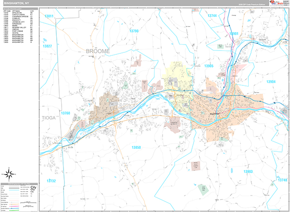 Binghamton, NY Wall Map