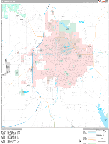 Bloomington City Digital Map Premium Style
