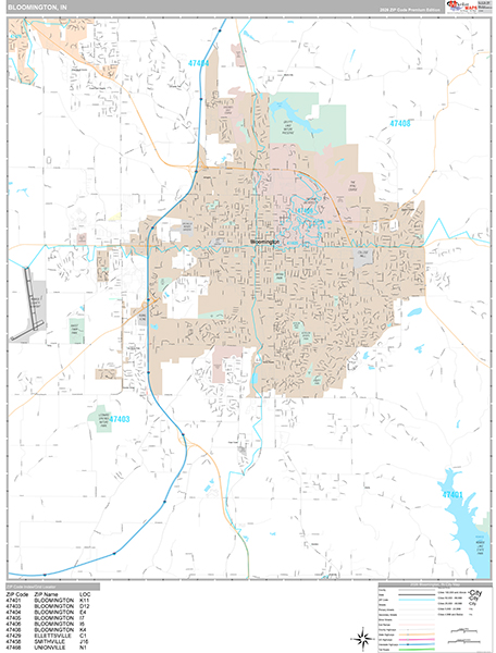 Bloomington, IN Zip Code Map