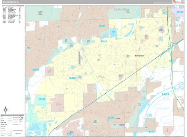 Bolingbrook, IL Wall Map