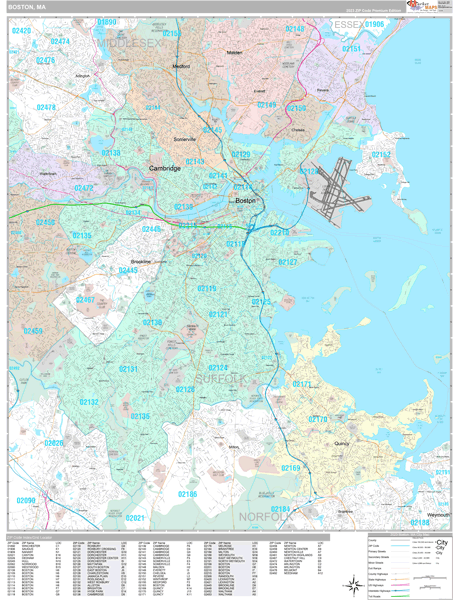 Boston City Digital Map Premium Style