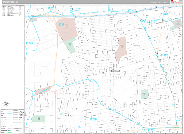 Brentwood, NY Wall Map