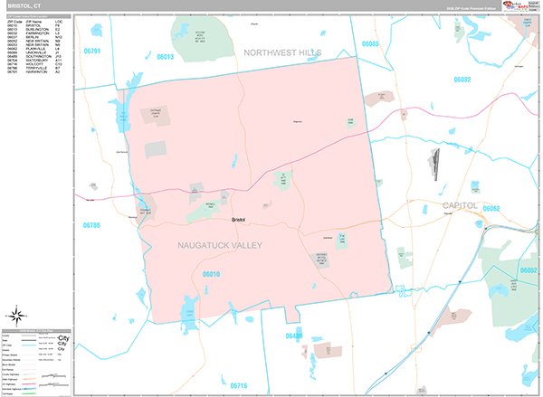 Bristol, CT Wall Map