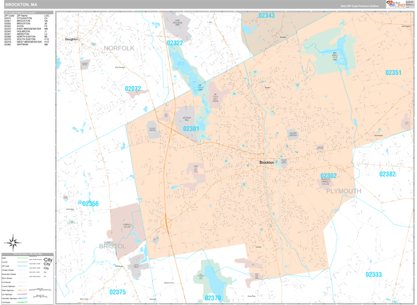 Brockton City Digital Map Premium Style
