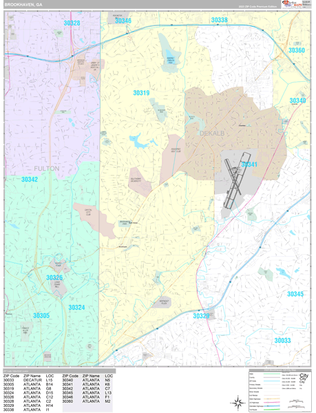 Brookhaven, GA Wall Map